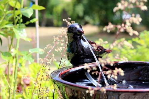 Yinuoday Fontaine Solaire pour Bain doiseaux Décoration de Jardin avec Feuille de Lotus et 4 têtes de pulvérisation Différentes 